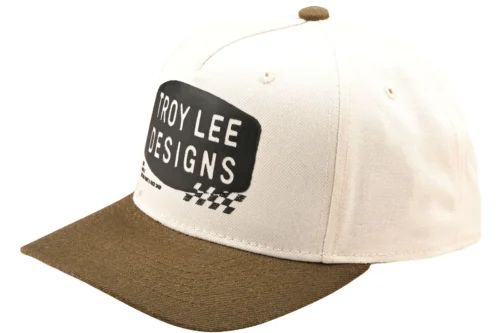 Troy Lee Designs Curved Snapback Hat Stamp Vintage White / Olive