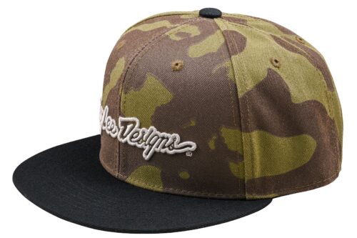 Troy Lee Designs Flat Bill Snapback Signature Olive Camo