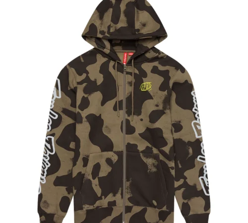Troy Lee Designs Zip Up Hoodie Branded Olive Camo